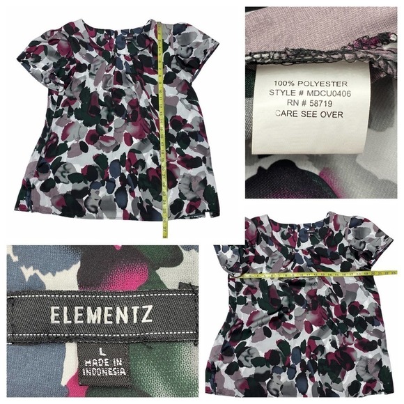 ELEMENTZ Multicolored Short Sleeve Pleated Blouse - Picture 10 of 11